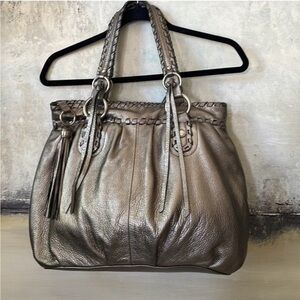 B MAKOWSKY Silver Metallic Satchel